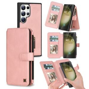 Megshi Pu 가죽 지갑 플립 전화 케이스 삼성 호환 갤럭시 S25 S24 S23 S22 S21 S20 Fe S10 Ultra S9 Plus