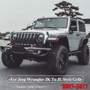 랭글러 JK 2007 호환용 앞 범퍼 그릴 메쉬 JL 스타일 블랙 ABS 교체 액세서리 튜닝으로 업그레이드