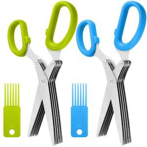 sourceton 5-블레이드 허브 가위 2팩 - 다용도 가위, 있는 선물용 브러시가 듀티 왼손/오른손 요리, 디자인) 스틸 가위(에르고노믹 청소 헤비 제작, 스테인리스 주방