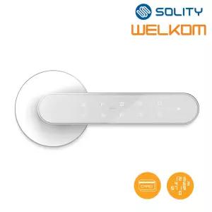 솔리티 웰콤 목문용 ART L20 화이트 카드키2개 비밀번호 무타공 디지털 도어락 방문 손잡이 핸들 번호키 판넬문 나무문 비상전원 에티켓기능 음량조절(무음포함 4단계) 백세트조절가능