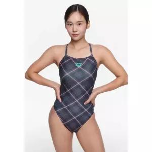 매장정품 ARENA 아레나 여성 일반 니팅 체크 원피스 크로스 스트랩백 실내수영복(A5FL1LO12)BRW(브라캡별도