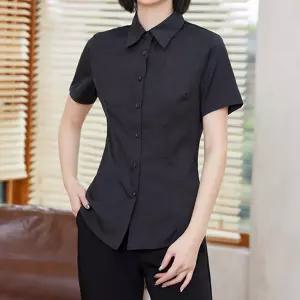 온모어 카페 식당 바리스타 호텔 유니폼 셔츠 홀서빙반팔 여름 유니품 예쁜 여성 여자 흰색 이쁜 리어 UNIF