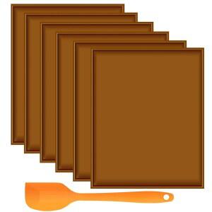 6PCS 실리콘 탈수기 시트 스크래퍼가 장착된 탈수기용 논스틱 가죽 트레이 코소리 CP267 FD 고온 저항성 고기 허브에 재사용 가능 갈색