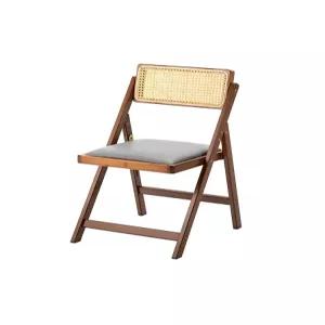 빈티지 라탄 접이식 의자 원목 인테리어 감성 디자인 카페 거실 폴딩 체어 테라스 베란다