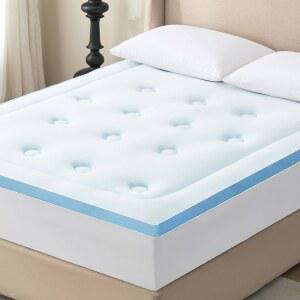 한슬립 메모리 폼 매트리스 패드 탑퍼 퀸, 대나무에서 추출한 퀸 비스코스, 허리 를 위한 사이즈 침대 커버, 60인치 x80, 화이트