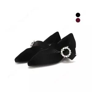 바바라슈즈 최초가 148,000 세븐플로어 벨벳 큐빅포인트 메리제인 여성구두 3cm_SFE540.