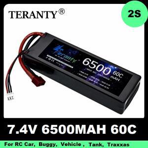 7.4V 하드 케이스 배터리 Teranty 2S 6500mah 60C Lipo RC 자동차 보트 차량용 T 플러그 포함 헬리콥터 트