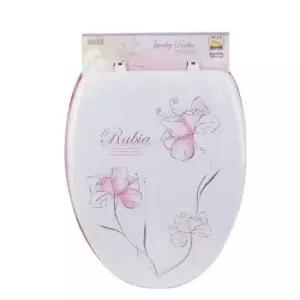 양변기뚜껑 자주색 스펀지 변기커버-O형 특대형 꽃무늬