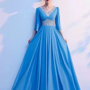 합창단 우아한 공연 보라색 단체 연주복 레드 쉬폰 이브닝