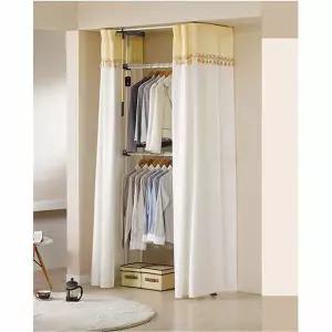 원룸행거 좁은집 옷걸이 아이보리색상 커튼레일 가로봉행거 2200∼2500mm