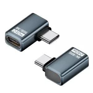 디큐브 USB-C 타입 8K 암수 어댑터 OTG젠더 PD 240W 80Gbps 90도 L형