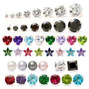 14K GOLD 정품 큐빅 탄생석 하트 진주 데일리 귀걸이