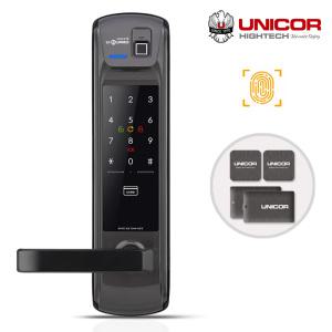 유니코 지문인식 신제품 레체 카드키4+번호키 정확한지문인식 잠김속도조절 이중인증 현관문 디지털도어락