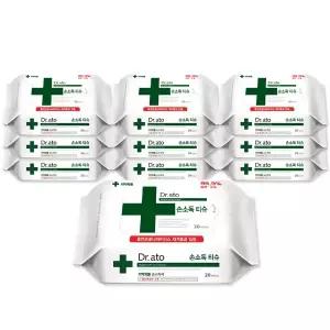 닥터아토 손소독티슈 20매 x10팩 휴대용 알콜티슈 세정제균