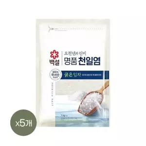 백설 명품 천일염 오천년의 신비 굵은입자 소금 1kg x5개