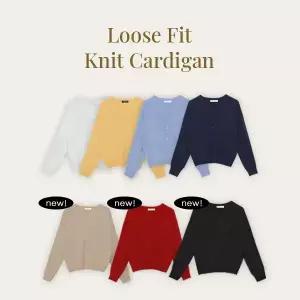 핫핑 브로콜리 루즈핏 브이넥 니트가디건