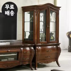 로딘 엔틱 장식장 원목 유리 진열장 양주장 3단(700)