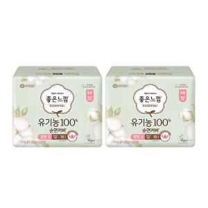 좋은느낌 유기농100%순면커버 날개형 울트라슬림, 중형, 18매, 2개