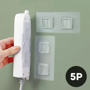 [20%+사은] 5개입 버클형 투명 매직후크 2구 세로형 가로형 멀티탭 정리 무타공 벽에 붙이는 고리