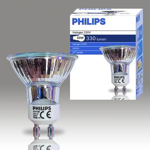 필립스 GU10 50W 220V 할로겐 전구 전구색 디밍 가능 캔들워머 스팟조명
