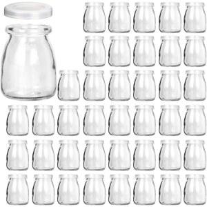 PE 뚜껑이 있는 우유 투명 젤리 유리 푸딩 용기 요구르트 꿀용 유리병 항아리