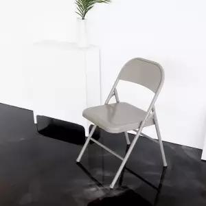 폴딩 사각 멀티체어(스틸-베이지) 의자 사무실 책상 홈카페 접이식 인테리어 튼튼한