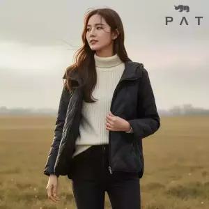 [PAT 여성] 니트팁 후드 퀄팅 구스다운 점퍼_9J82002