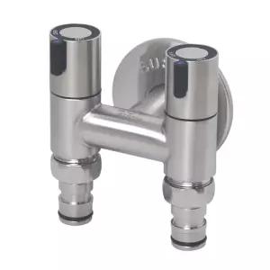 무광 2구 세탁기 슬림밸브 냉수 두갈래 수도꼭지 커플링 양갈래 수전