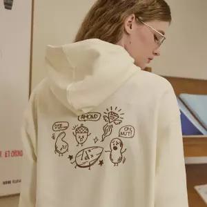 다이아몬드 자수 후드티 크림