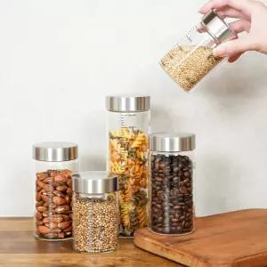 스텐 304 눈금 유리병 밀폐 내열 유리 보관용기 3종 택1 (200ml,300ml,500ml)