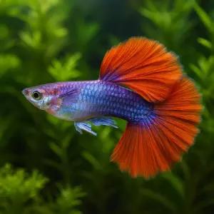 하프블랙 레드 로즈테일 구피 2쌍