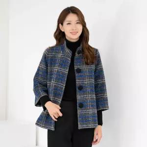 [모슬린]엄마옷 하이넥 체크 망토 정장자켓 511FGH055 마담중년여성빅사이즈50대60대