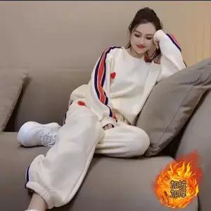 트레이닝복 긴팔세트 여성 운동복 기모 도톰 빅사이즈 레포츠 세트 가을 겨울 긴팔 투피스 힛템