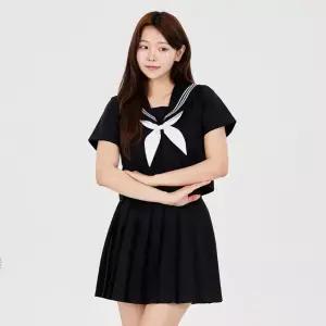 블랙 마린셔츠 플리츠치마 세라복 세트(반팔) 교복 학
