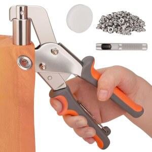 방수포 프레스 버튼 플라이어와 500pcs 3/8인치(10mm) 그로멧이 포함된 수동 그로멧 키트, 에어브러시, 나이프 - 에지 천, 옥스포드 천 및 기타 재료에 적합합니다