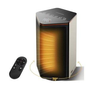 실내용 ComDomus 스페이스 히터, 온도 조절기 포함 1500W 휴대용 전기 70 진동, 5가지 모드, 12시간 타이머, 사무실 침실 책상용 흰색 작은 방 히터