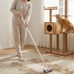 롱 돌돌이 긴 테이프 클리너 밀대 먼지제거 미니 바닥 청소기 롱핸들 본체+리필 2개세트