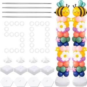 풍선 기둥 스탠드 키트 세트 4 7피트 높이 조절 가능한 바닥용 생일 결혼식 베이비 샤워 졸업 파티 장식용