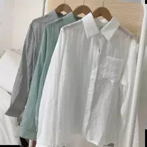 시스루셔츠 베이직 긴팔 얇고 시원한 여름셔츠 거즈원단 바캉스룩