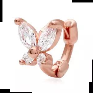 로즈골드 GOLD PIN 링 피어싱 나비큐빅 14K