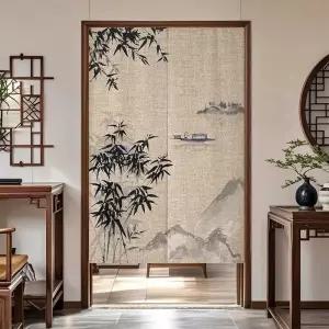 문 가리개 커튼 문발 대나무 주방 차단막 방문 가림막 가림천 선반 현관 자수