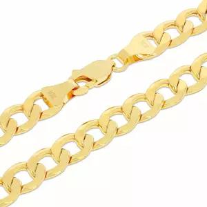 누라골드 10k 리얼 옐로우 골드 쿠반 커브 링크 7.5mm 체인 목걸이 (20~30인치) 남성용 이탈리아 주얼리