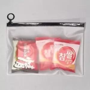 파우치 PVC 반투명 검정링고리 지퍼백(10장)26.5x18cm