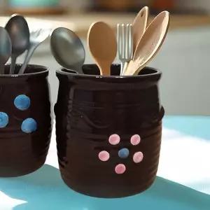 도자기 수저통 대형 다용도 항아리 화분 연필 꽂이용 소품정리함 (WFKKP18)