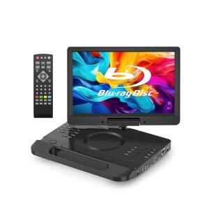 FANGOR 13.3인치 휴대용 블루레이 플레이어, 12인치 HD 회전 스크린, 5시간 충전식 배터리 및 리모컨, HDMI 출력 /AV 입력, 멀티미디어 USB /SD 카드, 라스트 메모리