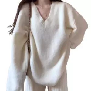 바이브모션 브이넥 앙고라 홀가먼트 밍크니여성니트 여성니 신상니 가을니 단색니 소프 루즈핏니 겨울니