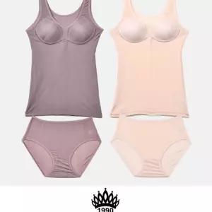 청량한 인견 스트라이프 노와이어 몰드 브라런닝 팬티세트 통기성 여성속옷 여름 여름철 여자 여자철