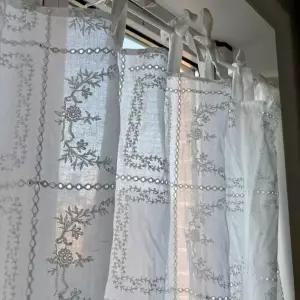 프랑스 자수 커튼 하얀색 부엌 투명 아사면 순수한 침실 상단묶음 목가적