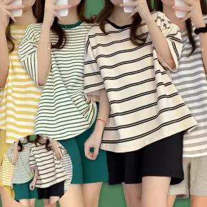 여자잠옷 여성 여름 반팔 티 브라 캡 패드 내장 잠옷 세트