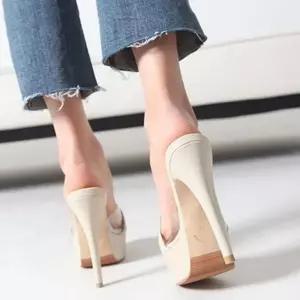 (올핀)투명 스트랩 가보시 킬힐 뮬 슬리퍼힐 국내제작